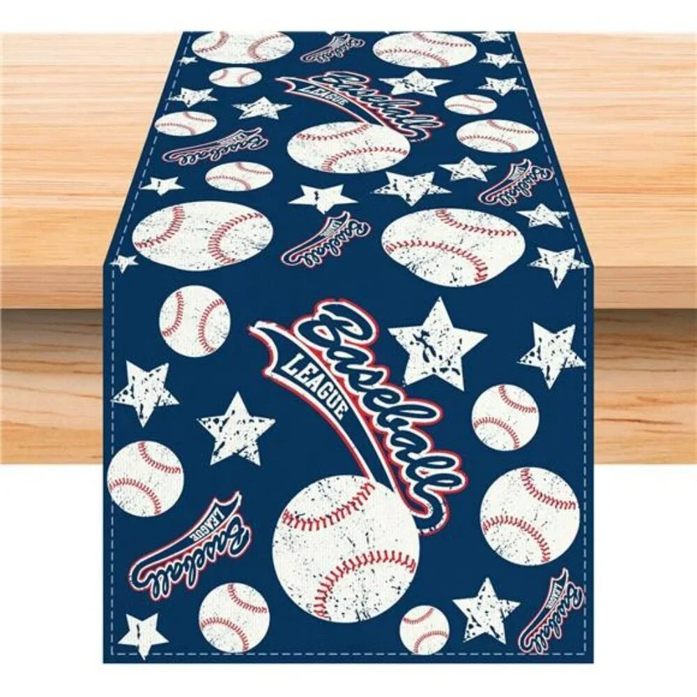 Baseball Table Runner 13x72 Linen Baseball Party Birthday Baby Shower Table Deco